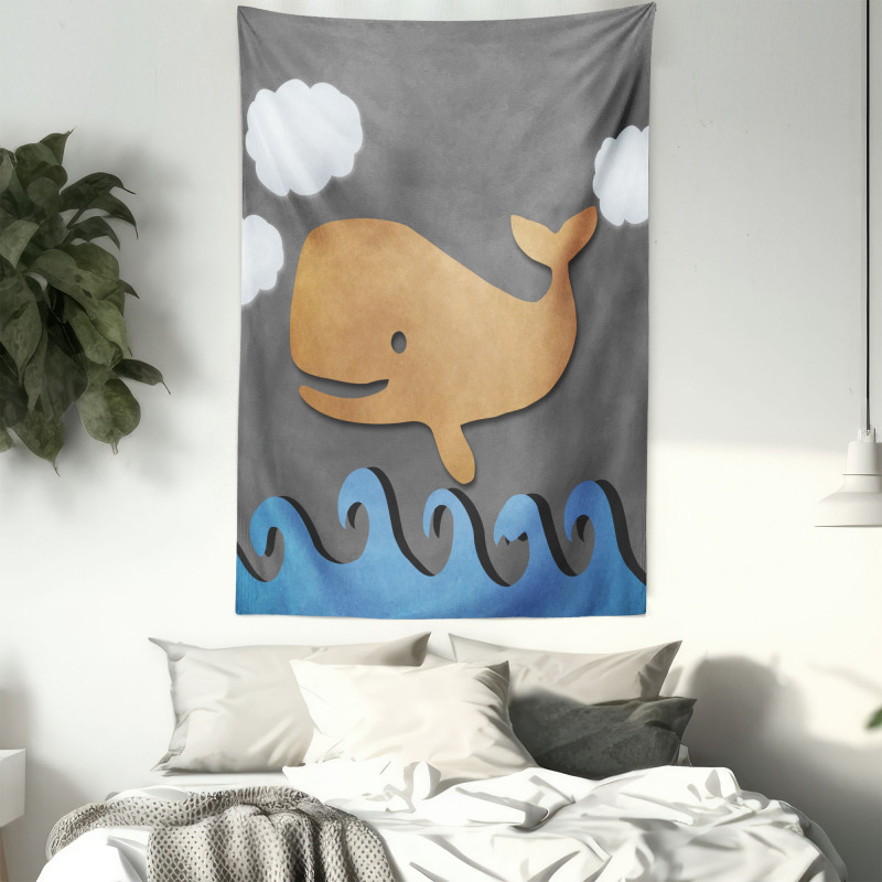 Wooden Paper Base Whale Tapestry