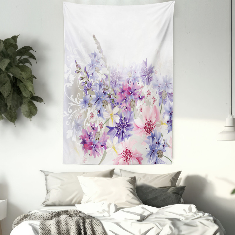 Pink Purple Flowers Tapestry