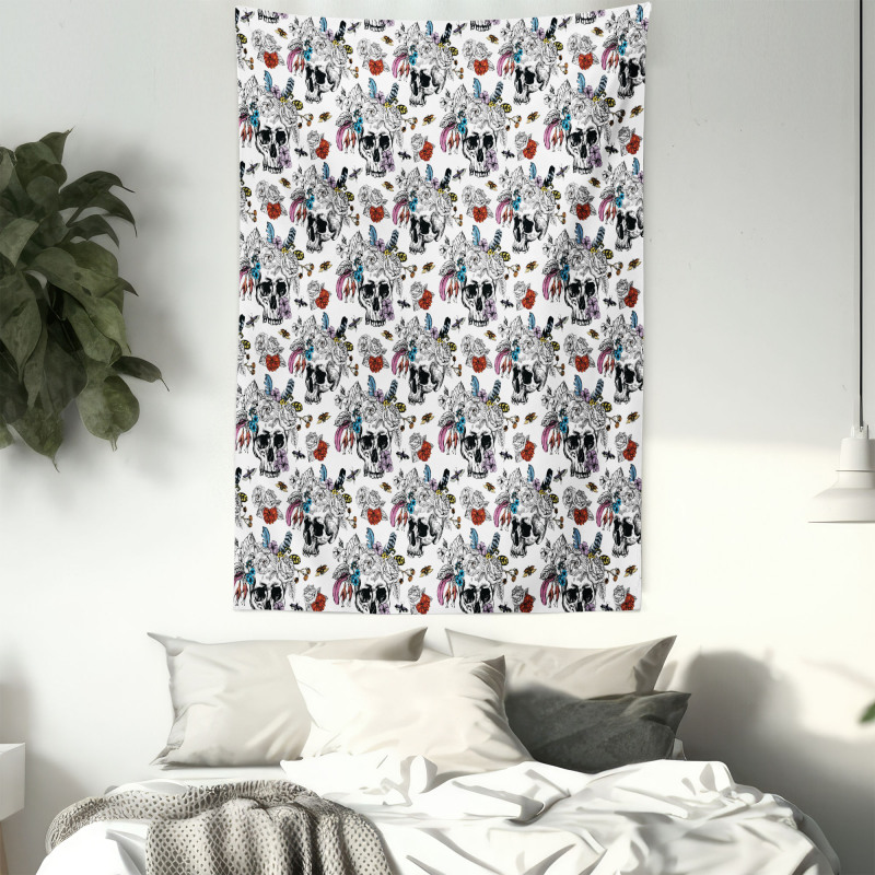 Skulls and Flowers Tapestry