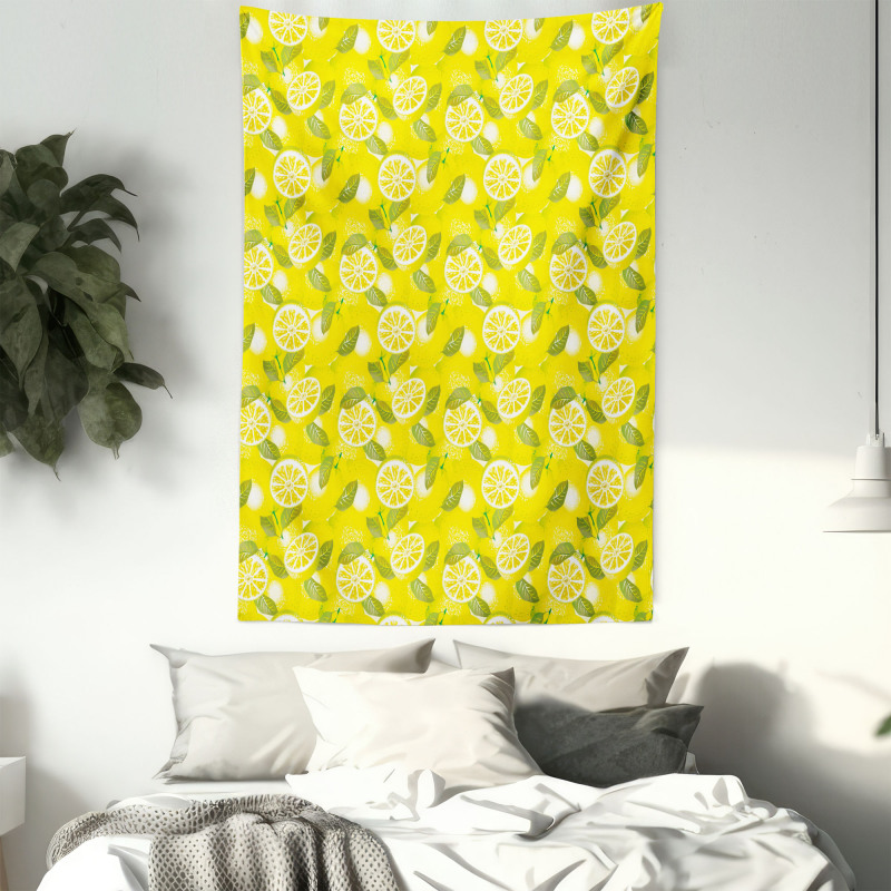 Fresh Lemons with Leaves Tapestry