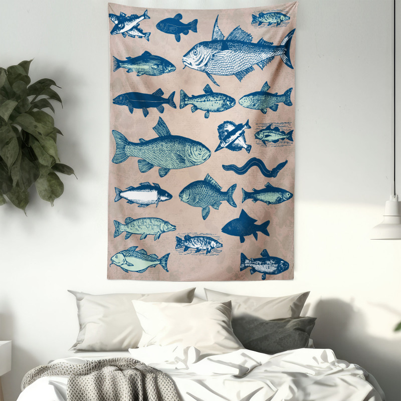 Vintage Seafood Composition Tapestry