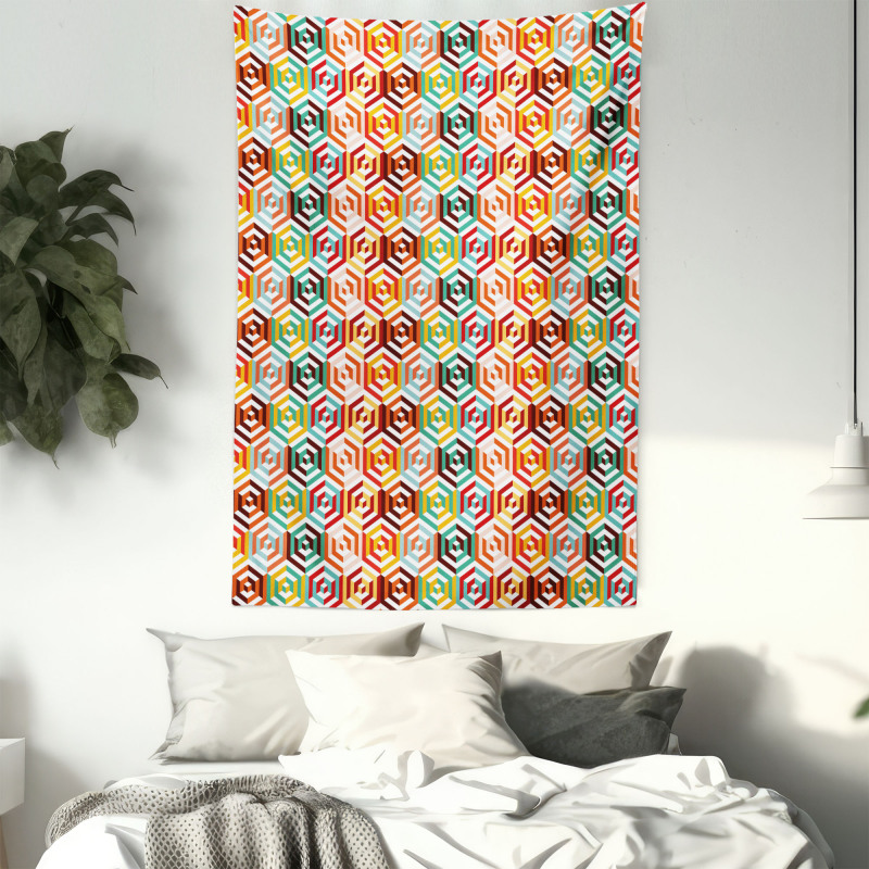 Hexagonal Shape Retro Tapestry