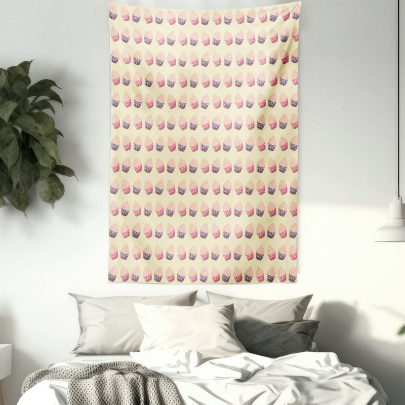 Romantic Cupcake Pattern Tapestry