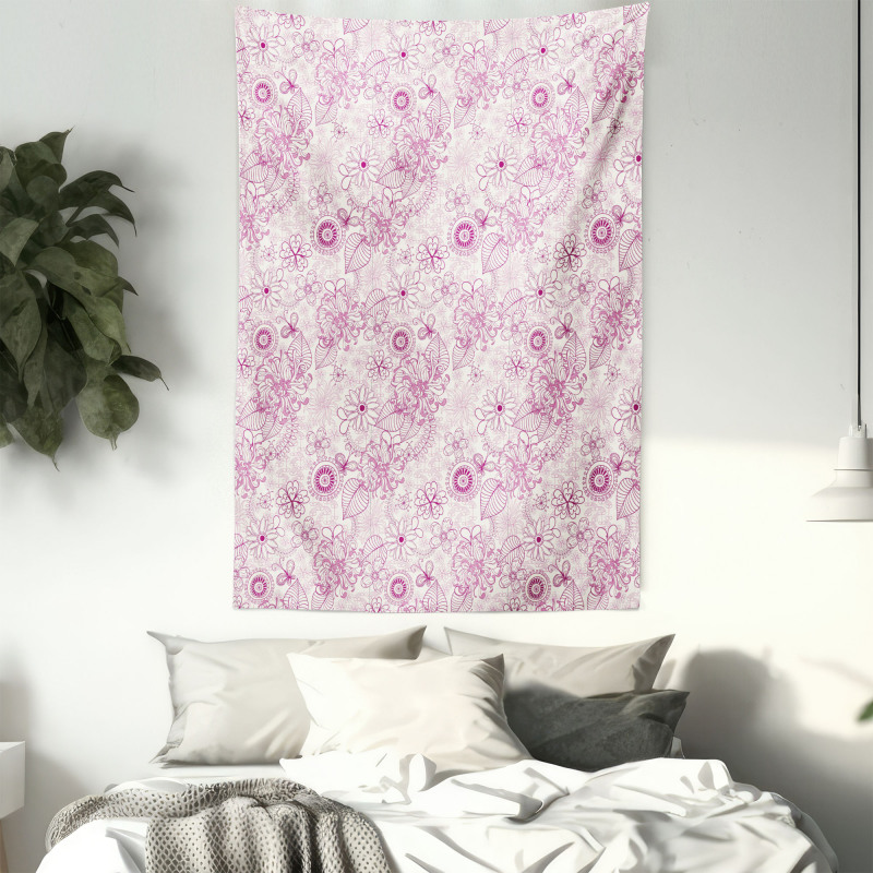 Retro Flowers Soft Tones Tapestry