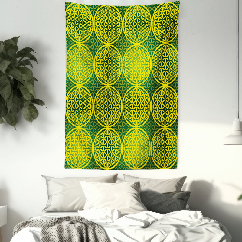 Vivid Flower of Life Tapestry