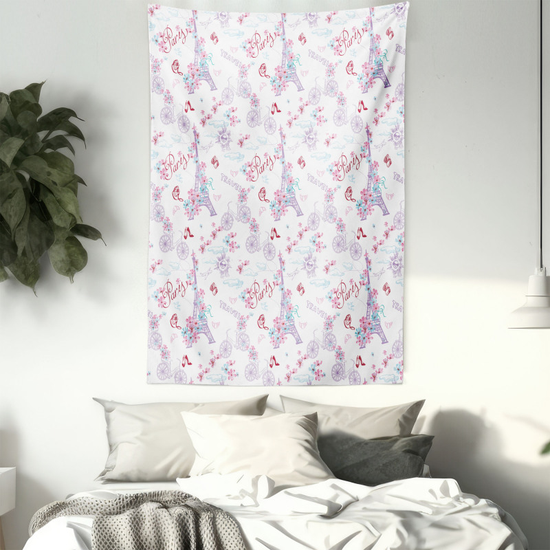 Eiffel Tower and Flower Tapestry