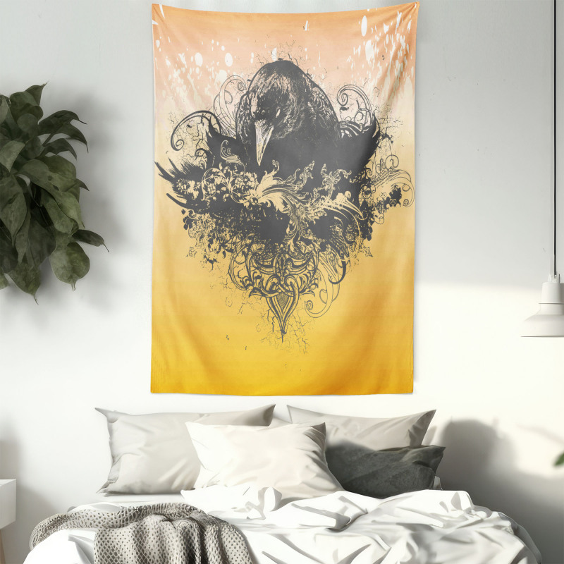 Wicked Crow and Flowers Tapestry