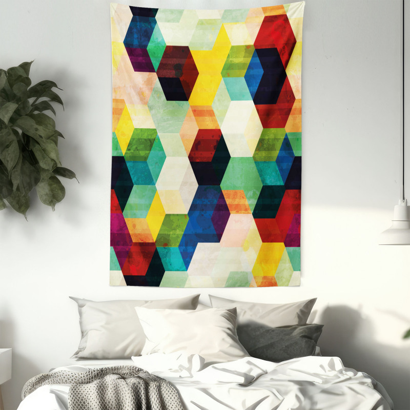 Rhombus Pattern Grunge Tapestry