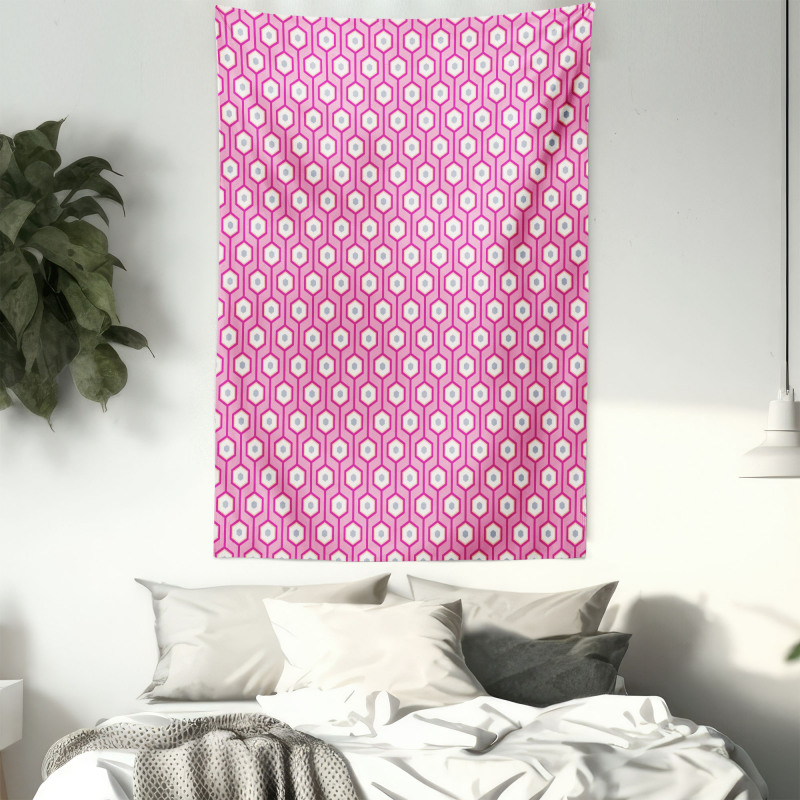Vertical Hexagons Dots Tapestry