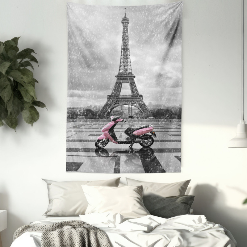 Paris Scene Moped Tapestry