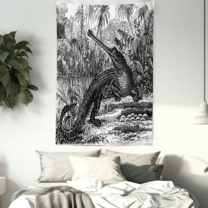 Old Crocodile in Forest Tapestry