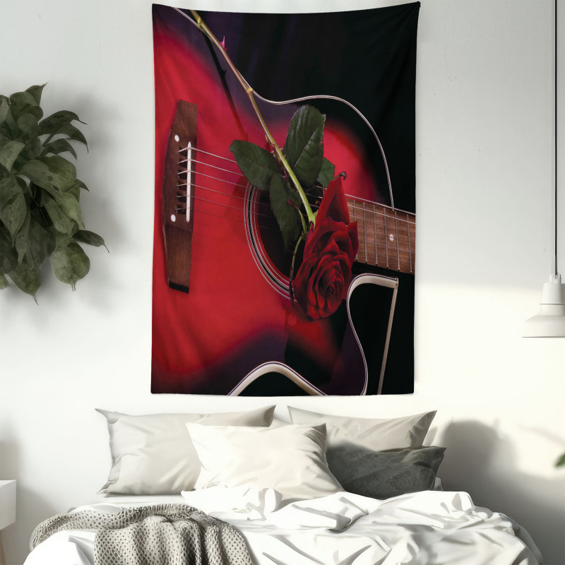 Guitar with Love Rose Tapestry
