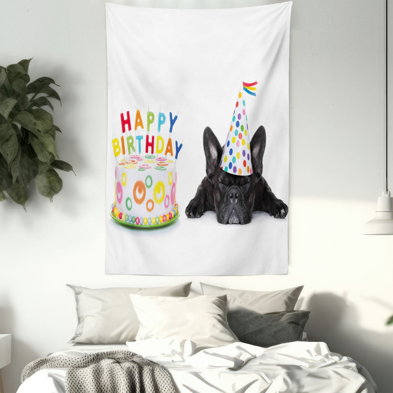 Bulldog Party Cake Tapestry