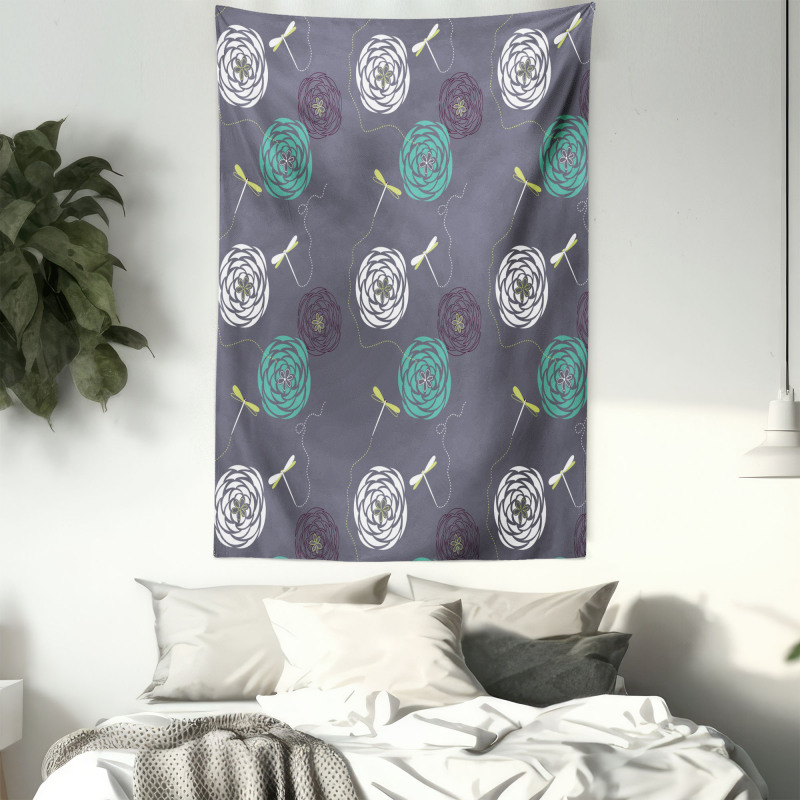 Dragonfly Flower Tapestry