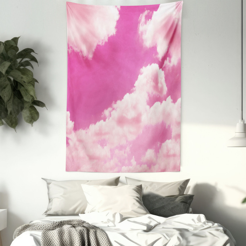 Pink Sunset Clouds Tapestry