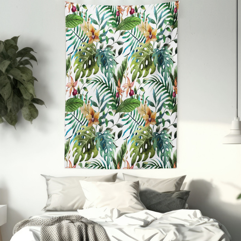 Palm Tree Flowers Hibiscus Tapestry