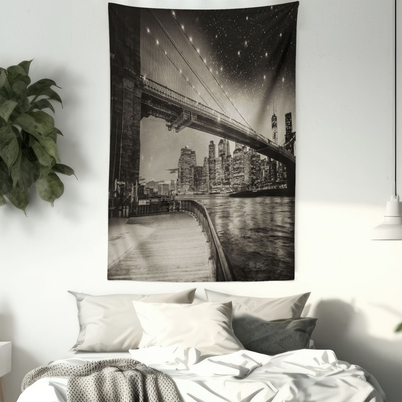 Brooklyn Bridge Night Tapestry