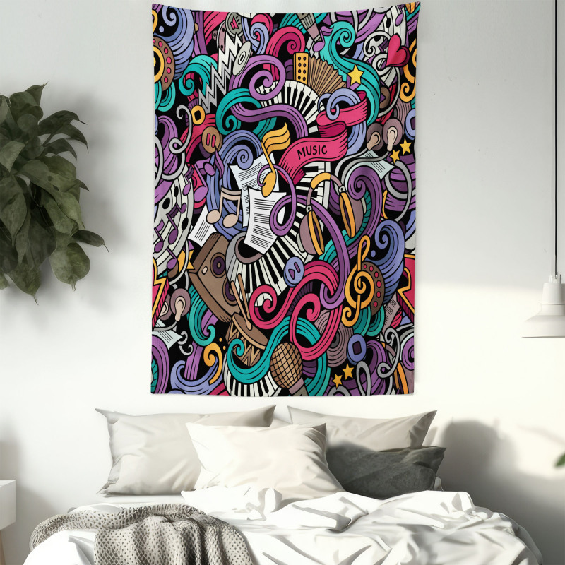 Music Theme Instruments Tapestry