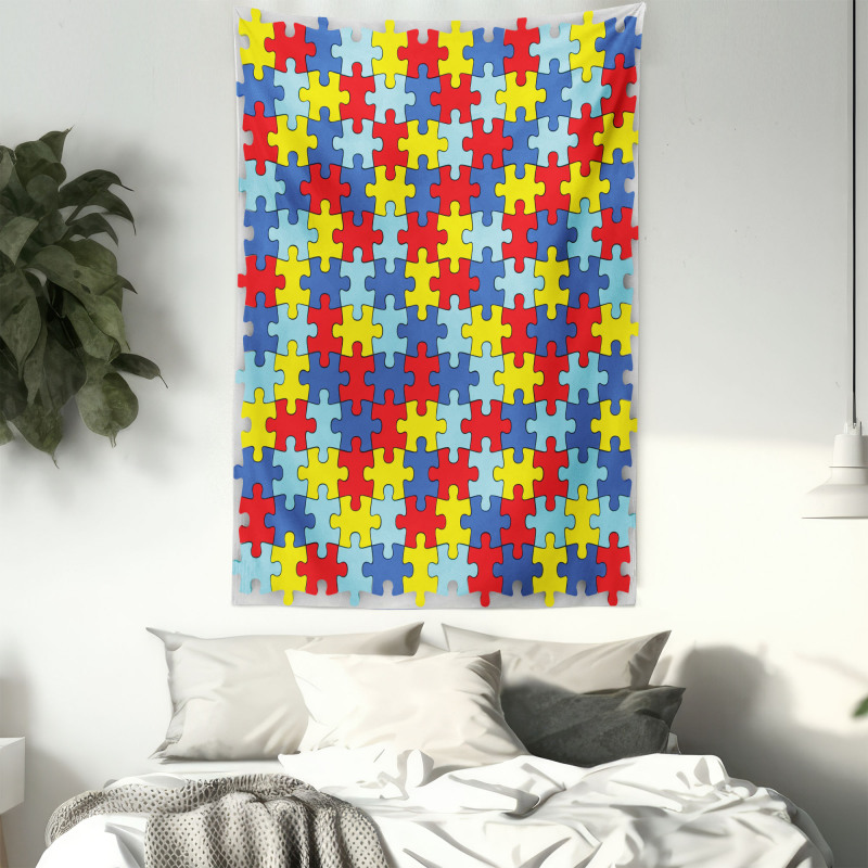 Colorful Puzzle Pieces Tapestry