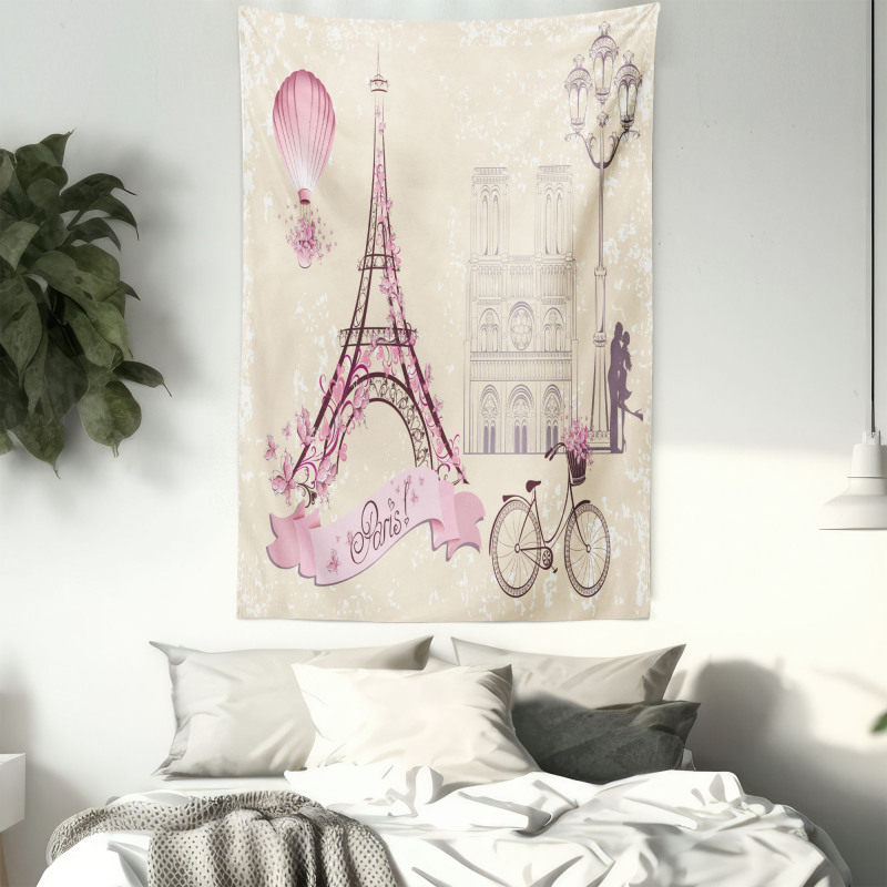 Floral Paris Eiffel Tapestry