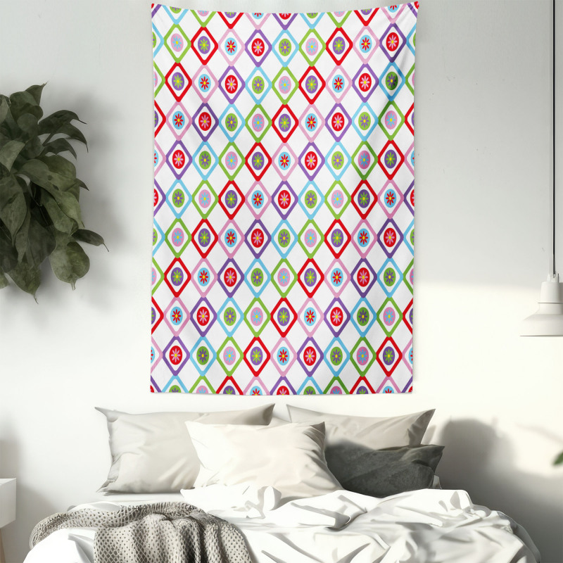 Squares with Flowers Tapestry