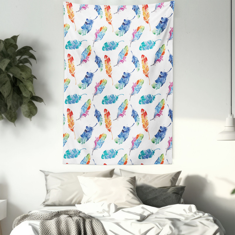 Watercolor Bird Feather Tapestry