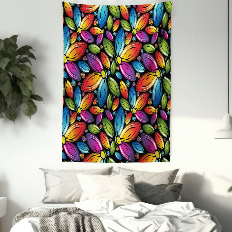 Colorful Flowers Vintage Tapestry