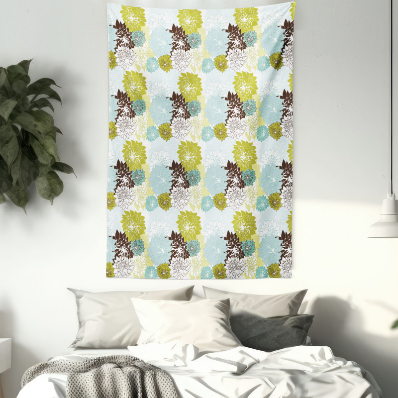 Pastel Wildflower Leaves Tapestry