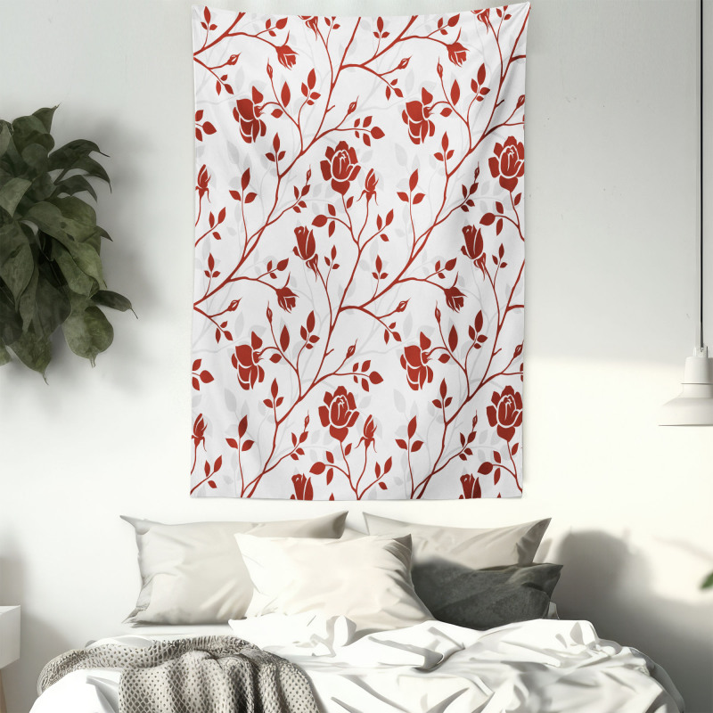 Monochrome Rose Leaves Tapestry