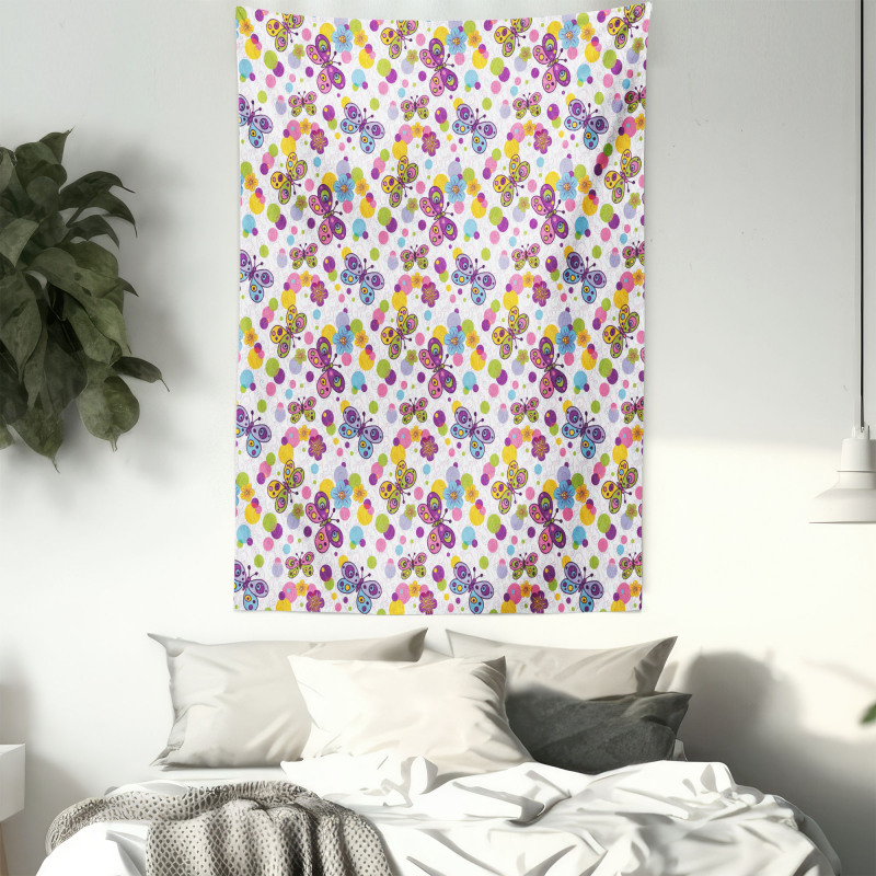 Vibrant Flora Dots Tapestry