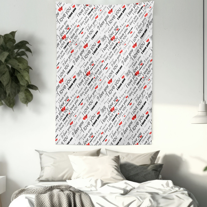 Romance Words Hearts Tapestry