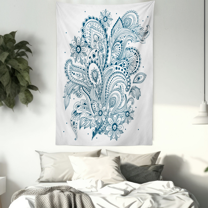 Ornate Floral Leaf Arrangement Tapestry