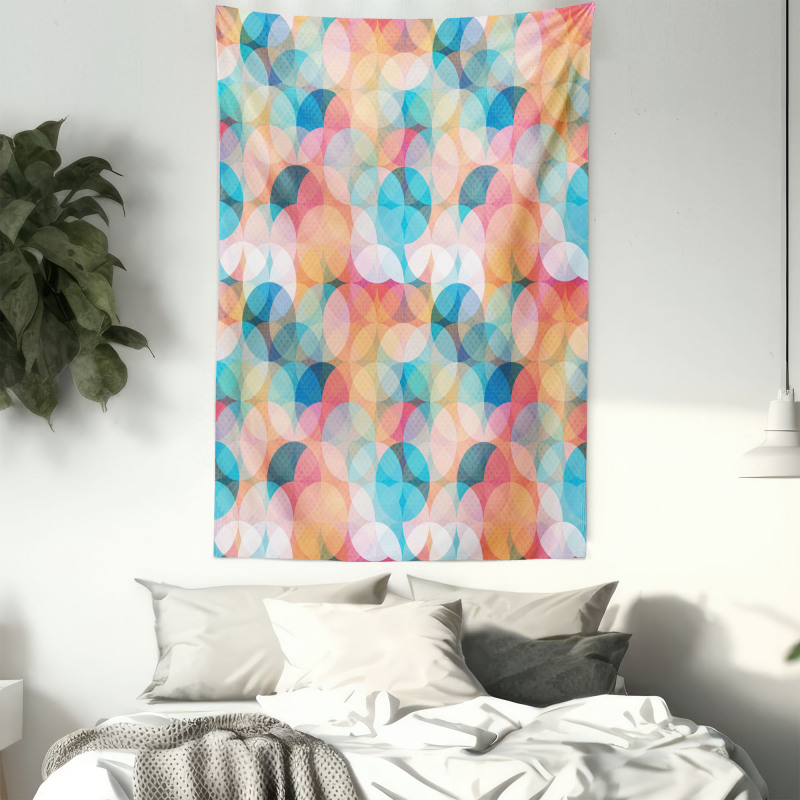 Pastel Mosaic Circles Tapestry