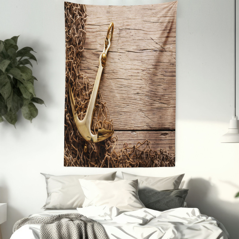 Nautical Anchor Fishing Net Tapestry