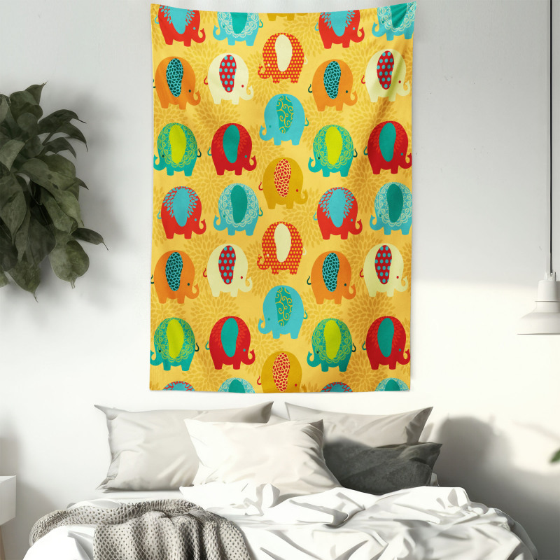 Elephants Ornaments Tapestry