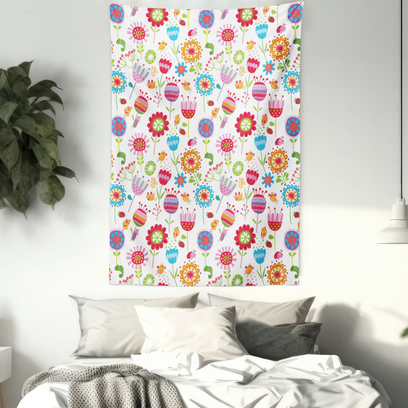 Playful Garden Flowers Tapestry