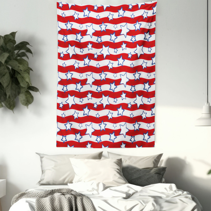 Horizontal Wavy Stripes Tapestry