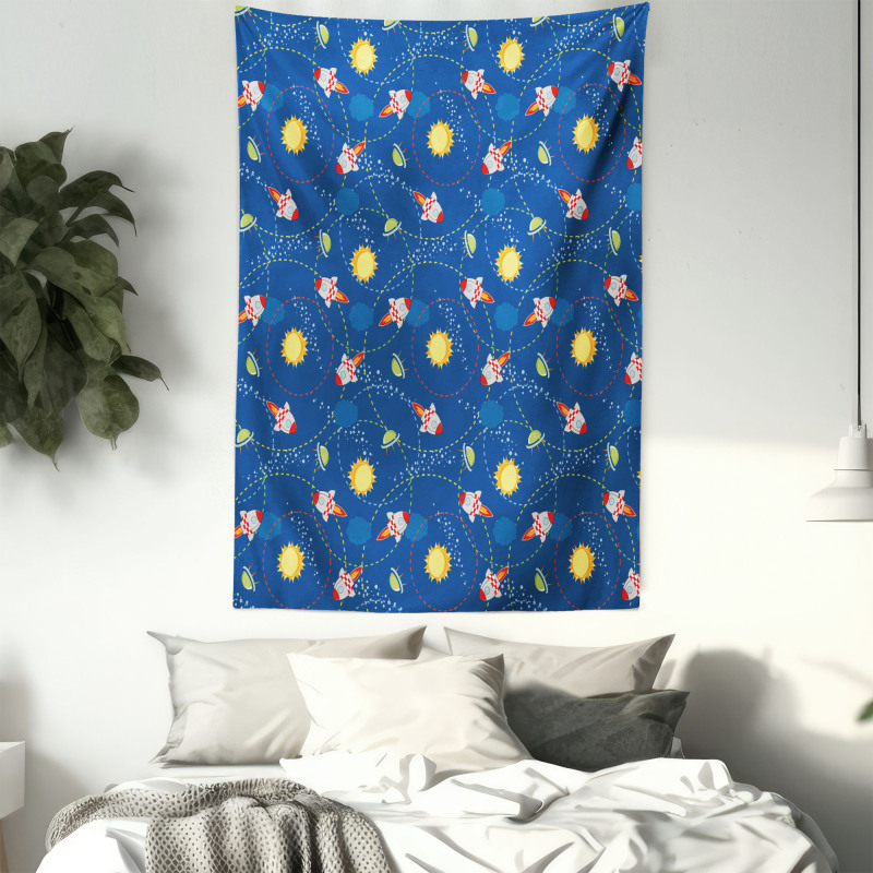 Little Cartoon Rocket Tapestry