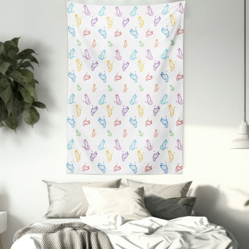 Doodle Style Colorful Tapestry