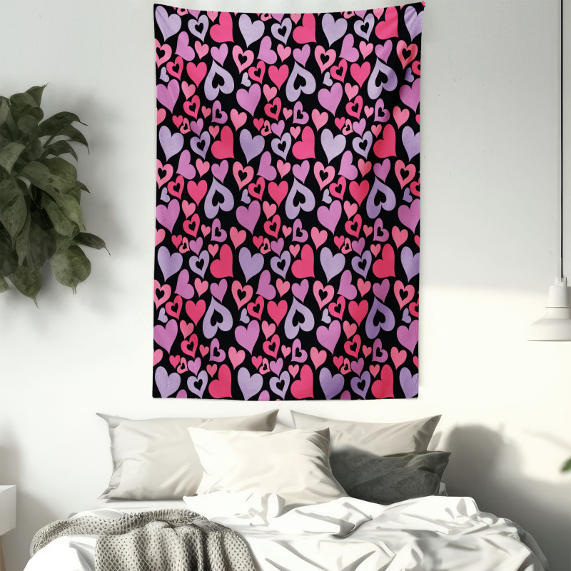 Pinkish Hearts Valentines Tapestry