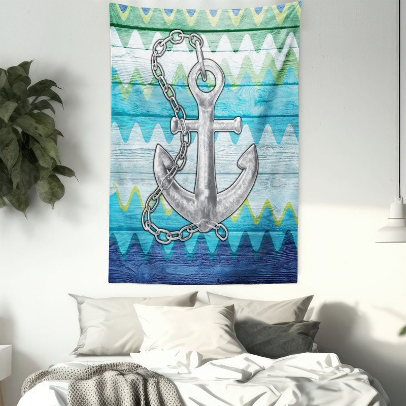 Nautical Chevron Zigzags Tapestry