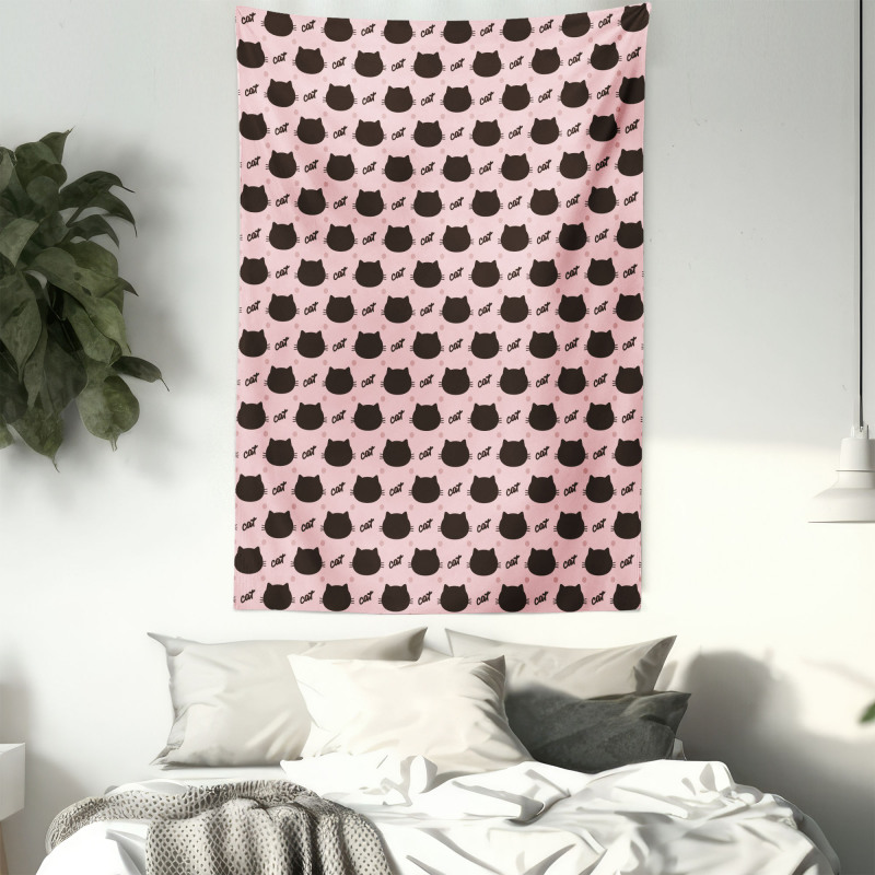 Head Silhouettes Dots Girly Tapestry