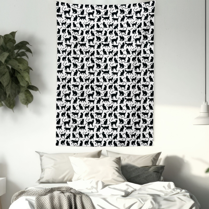 Black Silhouettes Friendly Tapestry