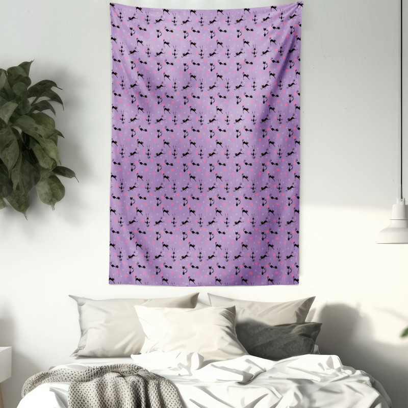 Funky Funny Romantic Hearts Tapestry