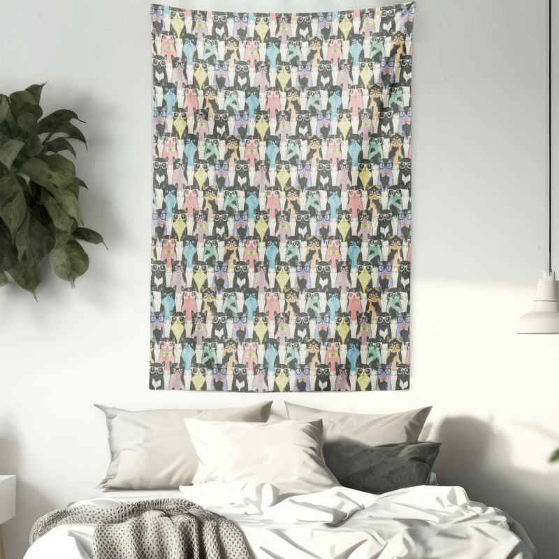 Retro Hipster Bow Ties Tapestry