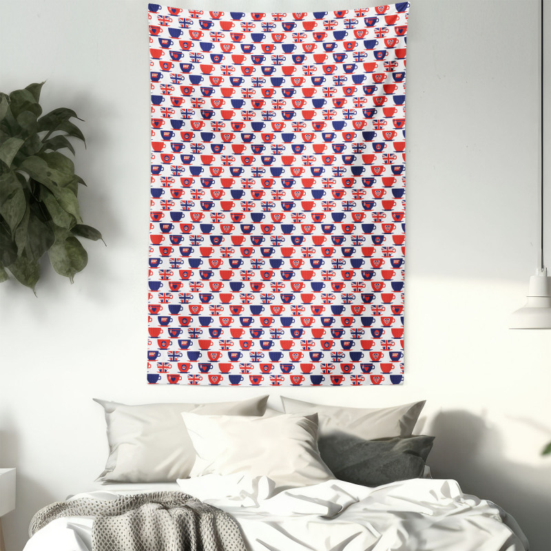 Tea Party Flag Cups Tapestry