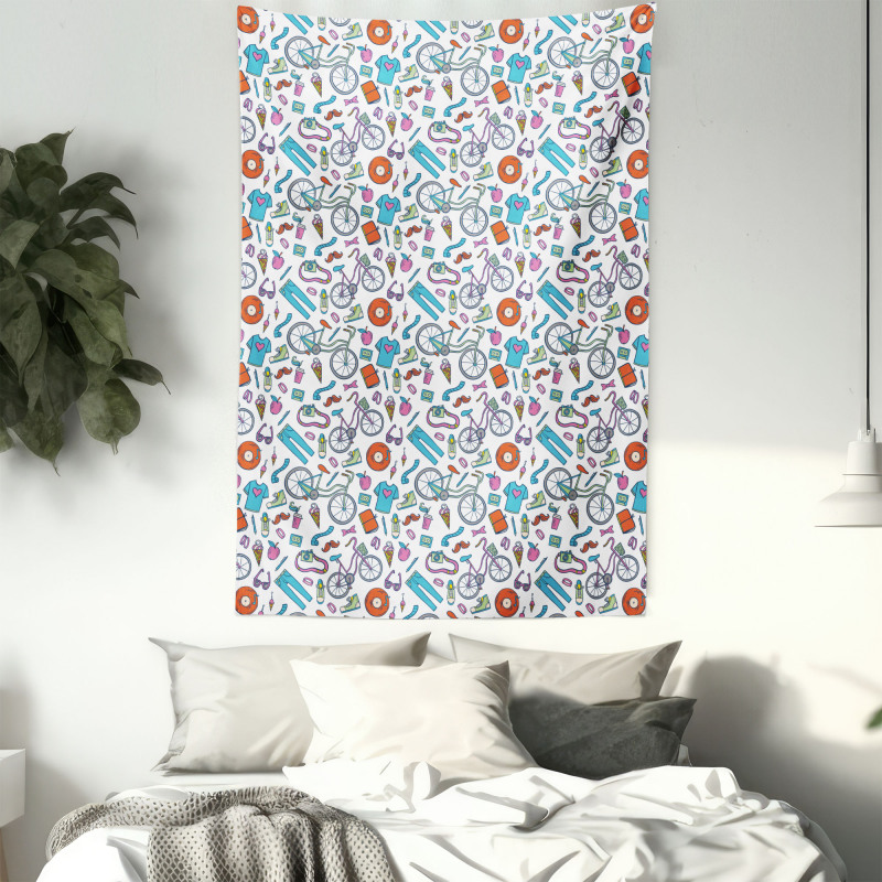 Retro Hipster Lifestyle Tapestry