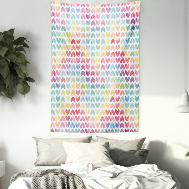 Colorful Hearts Tapestry