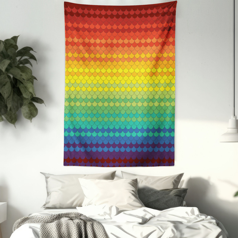 Colorful Rainbow Scale Tapestry