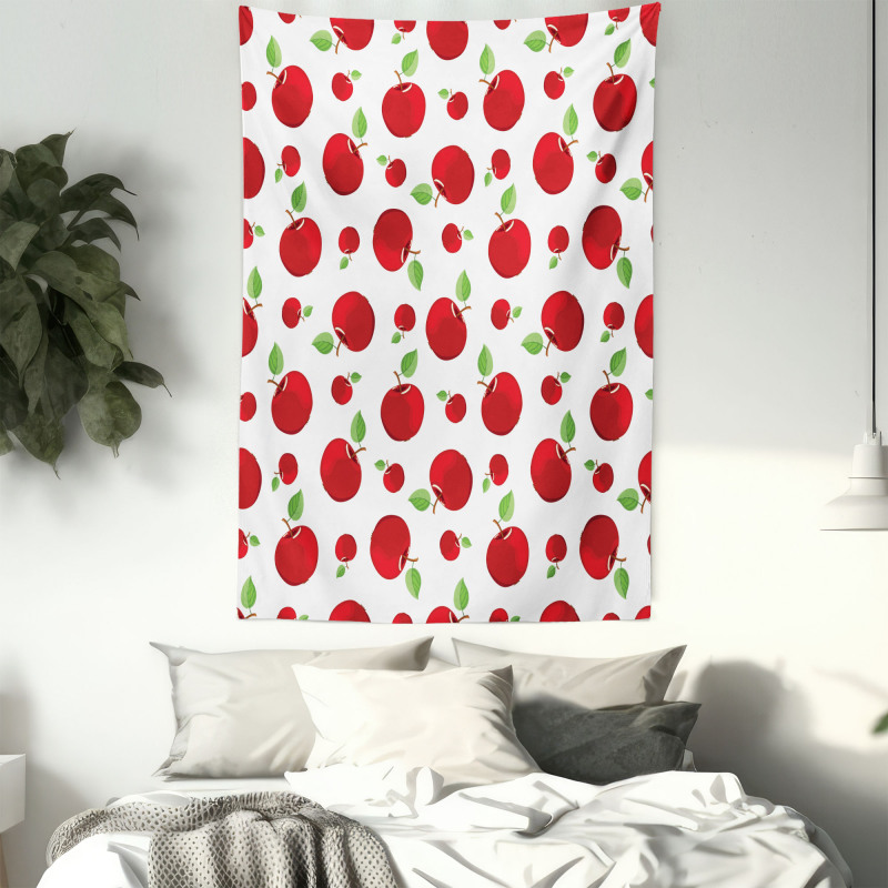 Vivid Cartoon Red Fruit Tapestry